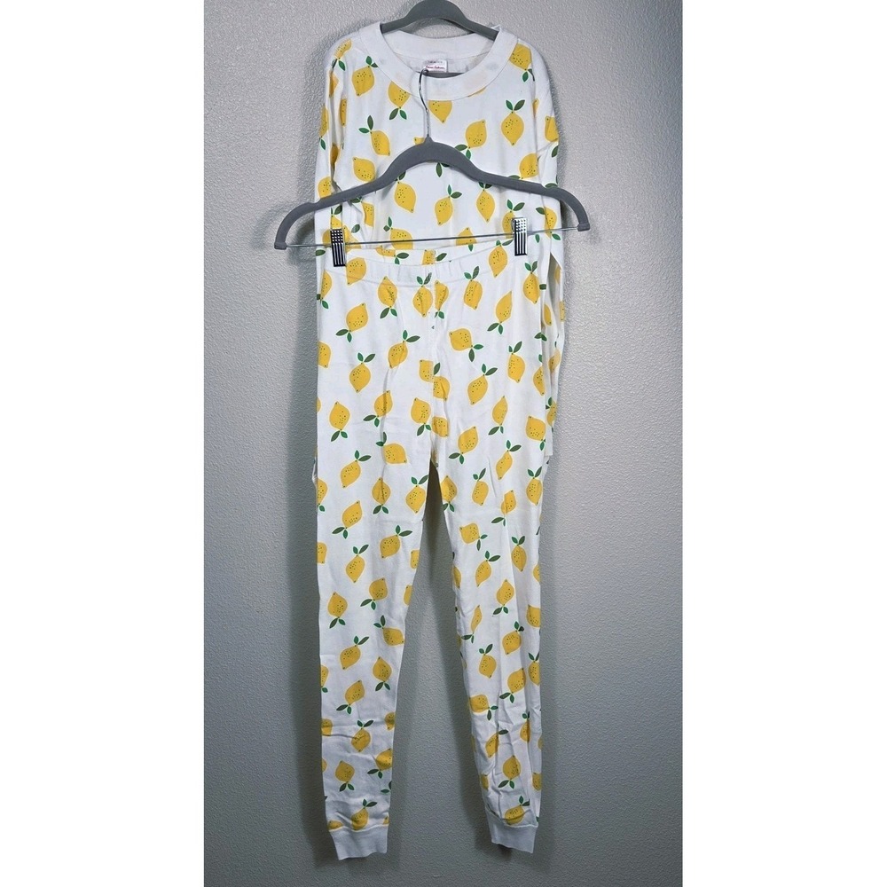 Hanna Andersson Organic Cotton Lemon Pajama Set White Yellow Size 12 / 150cm